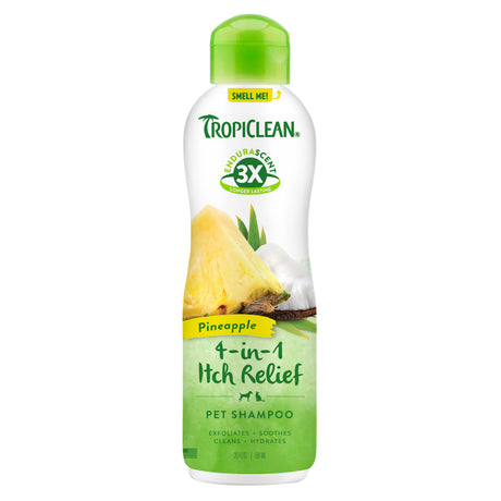 TropiClean EnduraScent™ Pineapple Itch Relief Pet Shampoo for Dogs and Cats, image of front of bottle