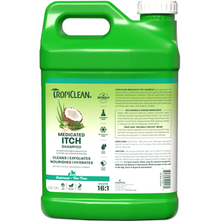 TropiClean medicated itch shampoo 2.5 gallon front.