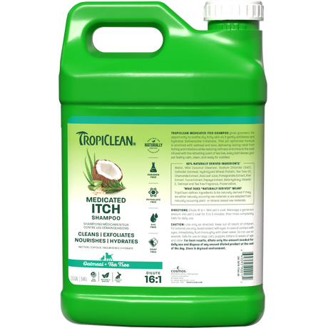 TropiClean medicated itch shampoo 2.5 gallon front.
