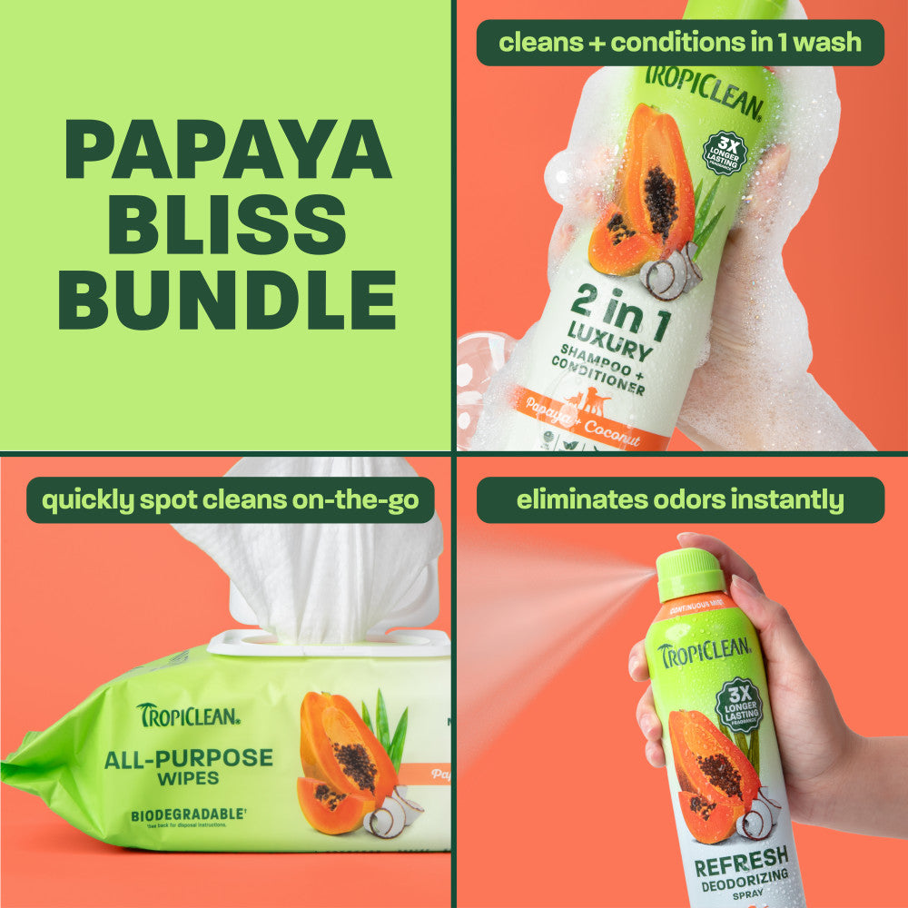 TropiClean Dog Grooming Kit, Papaya Pamper Pack