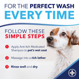 TropiClean OxyMed Medicated Anti Itch Treatment Rinse for Pets, instructions on how to use.
