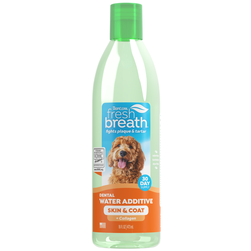 TropiClean Fresh Breath Oral Care Water Additive Plus Skin & Coat for Pets