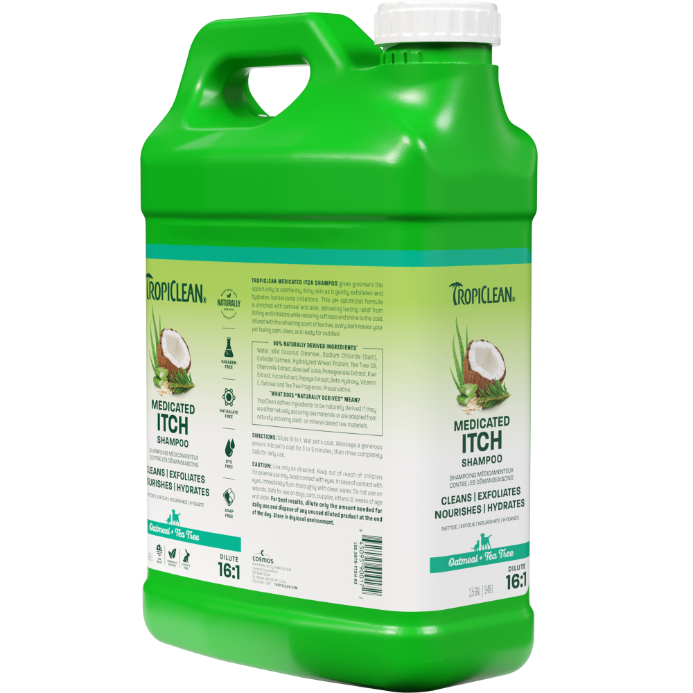 TropiClean Oatmeal & Tea Tree Medicated Itch Relief Shampoo for Pets