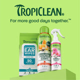 TropiClean line up on light green background.