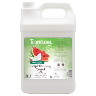 Tropiclean Watermelon Deep Cleansing 2-in-1 pet shampoo & conditioner 1 gallon on a white background