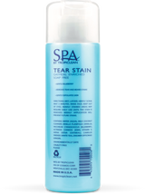 SPA by TropiClean Tear Stain Remover for Pets, back of 8oz bottle