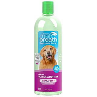 Fresh Breath by TropiClean Oral Care Water Additive Plus Hip & Joint for Pets, image of front of 33oz bottle
