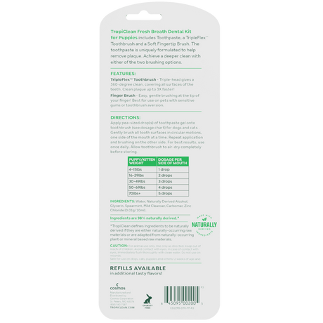 TropiClean Fresh Breath peanut butter gel kit back