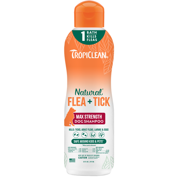 TropiClean Max Strength Flea and Tick Shampoo Treatment for Dogs