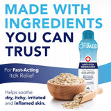 TropiClean OxyMed Medicated Anti Itch Shampoo for Pets bottle with a bowl of oats and text about itchy skin relief.