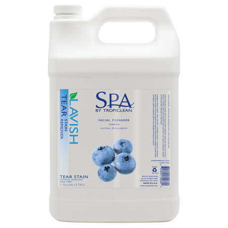 SPA by TropiClean Tear Stain Remover for Pets, front of 1 gallon bottle.