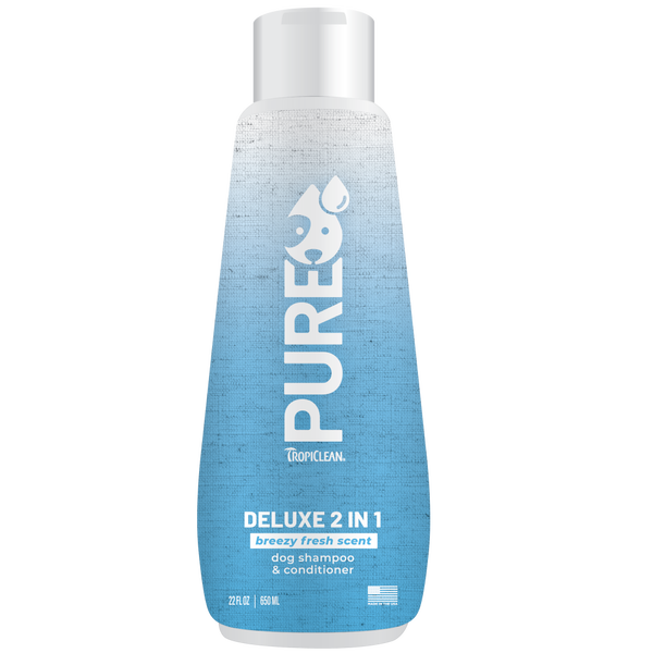 TropiClean PURE Breezy Fresh Deluxe 2-In-1 Plant-Based Dog Shampoo