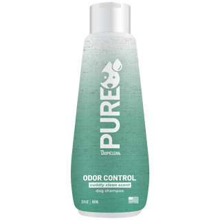 TropiClean PURE Cuddly Clean Odor Control Plant Based Dog Shampoo, front of 22oz bottle