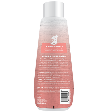 PURE Crisp & Clean Fresh Hypoallergenic Plant Based Dog Shampoo, back view of 22oz bottle