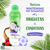 TropiClean Awapuhi & Coconut Whitening Shampoo for Pets bottle with ingredients and text