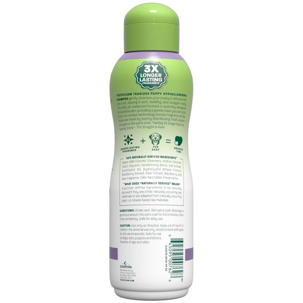 TropiClean blackberry pear shampoo bottle back