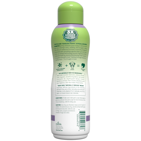 TropiClean blackberry pear shampoo bottle back