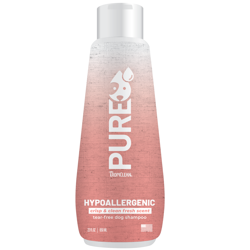 PURE Crisp & Clean Fresh Hypoallergenic Plant Based Dog Shampoo, front view of 22oz bottle