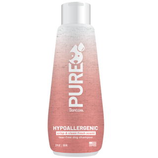 PURE Crisp & Clean Fresh Hypoallergenic Plant Based Dog Shampoo, front view of 22oz bottle