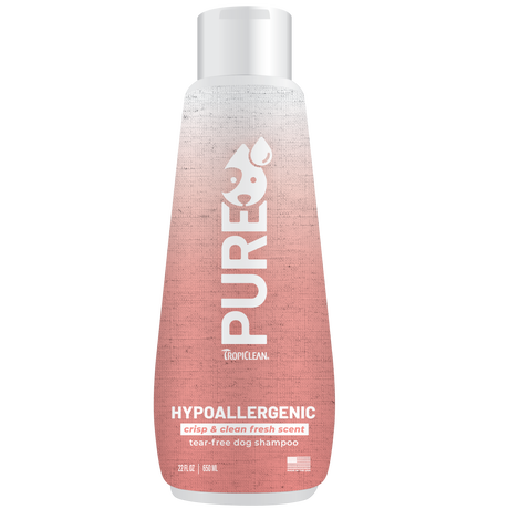 PURE Crisp & Clean Fresh Hypoallergenic Plant Based Dog Shampoo, front view of 22oz bottle