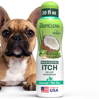 TropiClean Oatmeal + Tea Tree Medicated Itch Pet Shampoo, 20oz