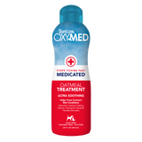 TropiClean OxyMed Medicated Anti Itch Treatment Rinse for Pets, front of 20oz bottle.