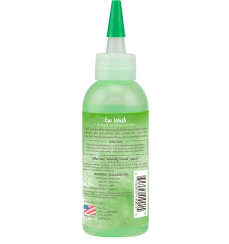 TropiClean Alcohol-Free Ear Wash for Dogs & Cats, back of 4oz bottle