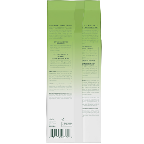 TropiClean papaya wipes pouch back