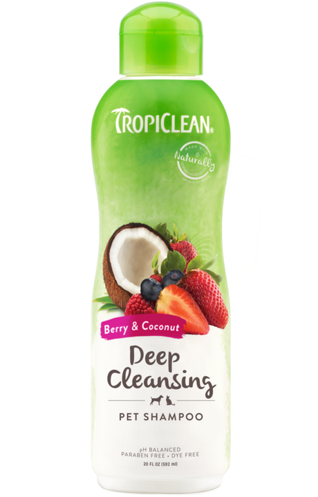 TropiClean Berry & Coconut Deep Cleansing Shampoo for Pets, image of front of bottle