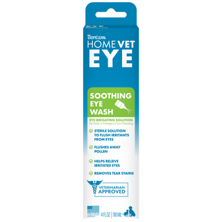 TropiClean HomeVet Soothing Eye Wash for Dogs & Cats, front of package
