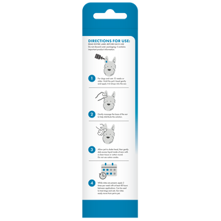 TropiClean HomeVet Ear Mite Treatment for Pets. Product packaging with directions for use on a white background