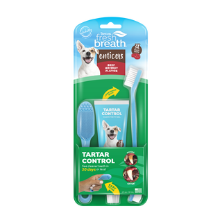 Fresh Breath Enticers Smoked Beef Brisket Oral Care Kit by TropiClean, front of package