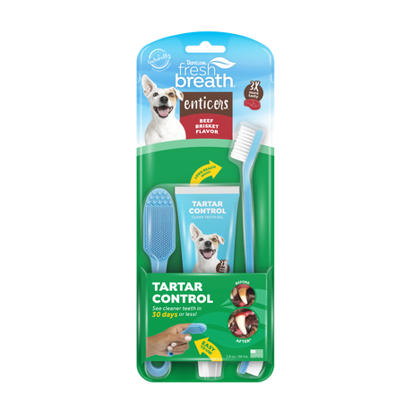Fresh Breath Enticers Smoked Beef Brisket Oral Care Kit by TropiClean, front of package