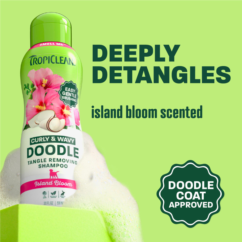 TropiClean Island Bloom Curly & Wavy Doodle Dog Shampoo, 20oz - Lined Cap