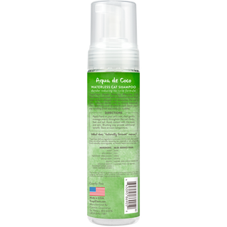 TropiClean Dander Reducing Waterless Cat Shampoo, image of back of bottle