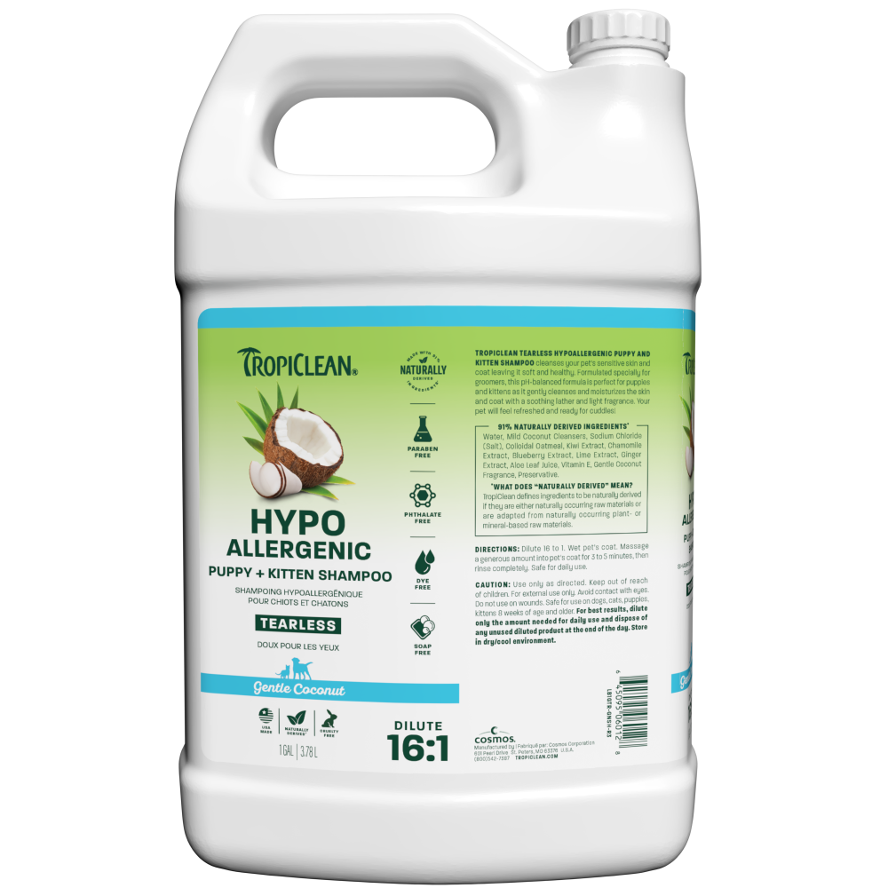 TropiClean Hypoallergenic Shampoo 1 gallon bottle front