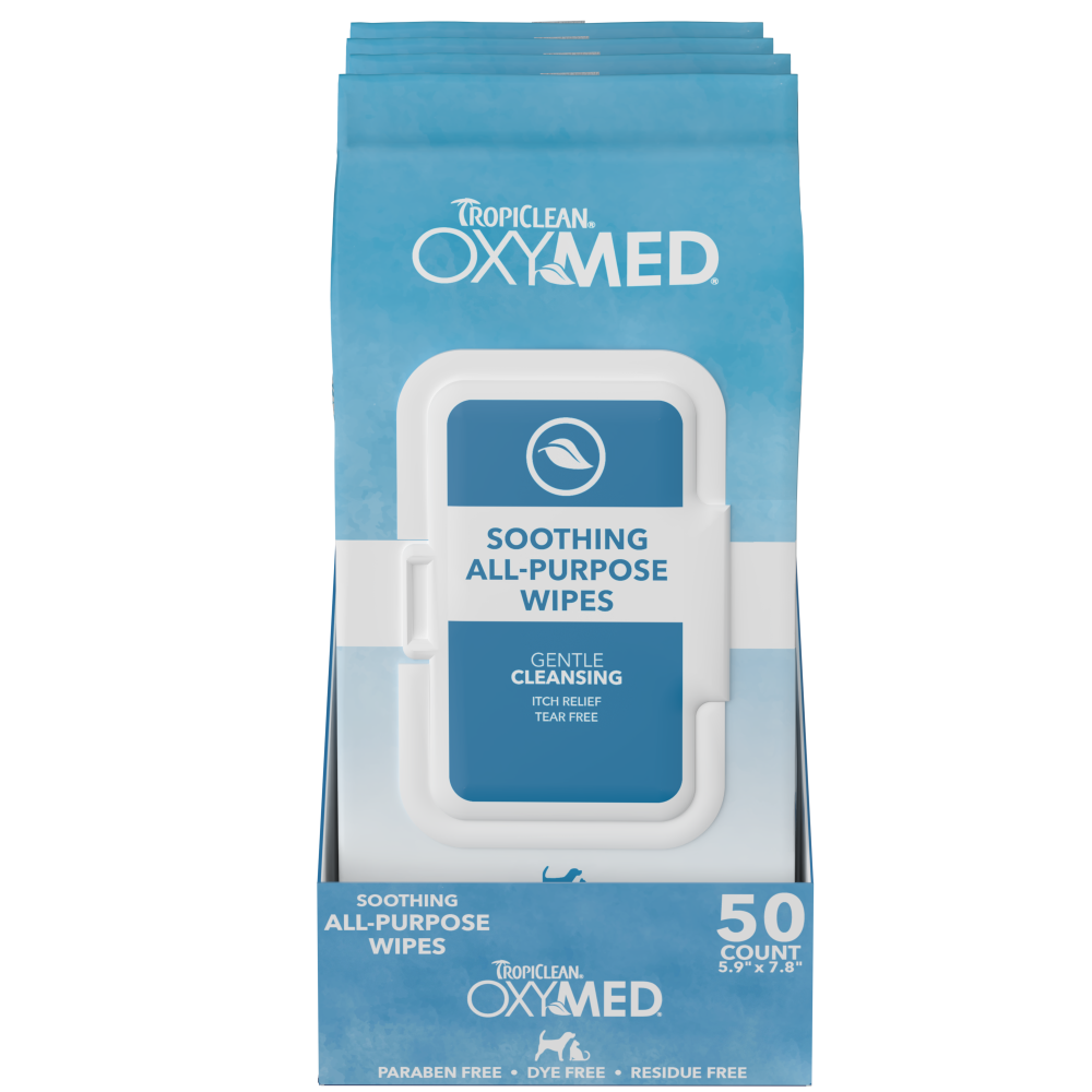 TropiClean OxyMed Soothing Relief Wipes for Pets, image of front of package