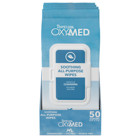 TropiClean OxyMed Soothing Relief Wipes for Pets, image of front of package
