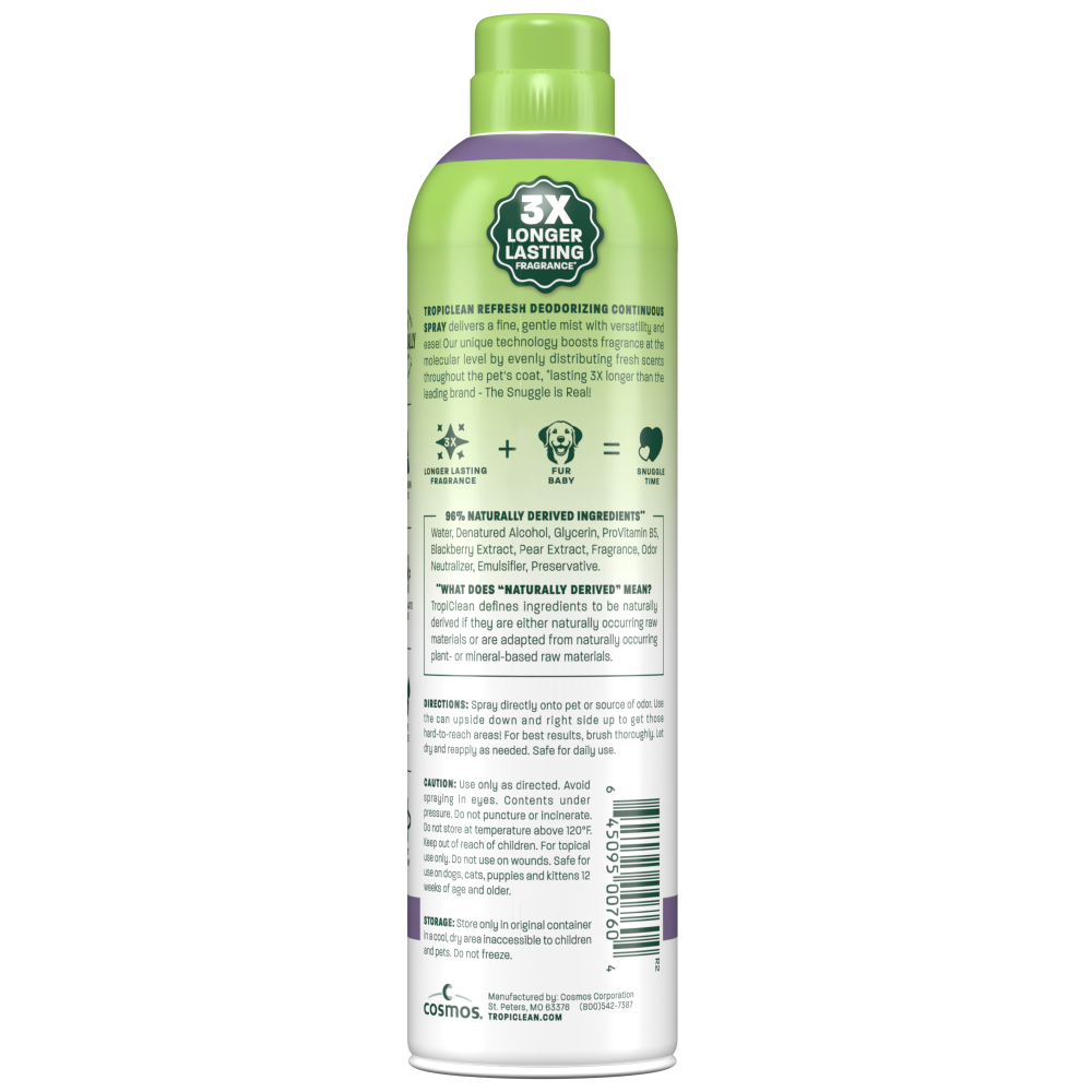 TropiClean Blackberry + Pear Deodorizing Pet Spray, 10oz