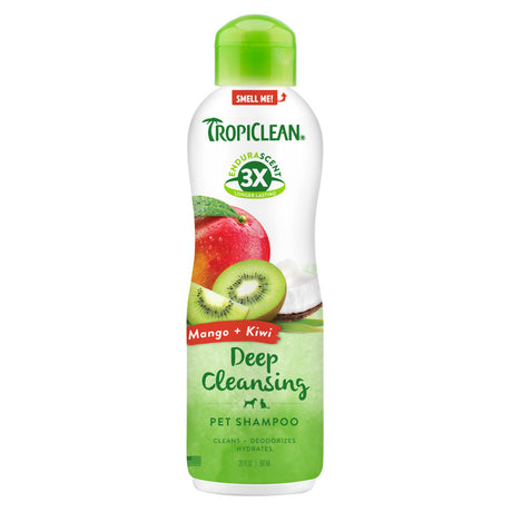 TropiClean EnduraScent™ Mango Kiwi Pet Shampoo, image of front of bottle