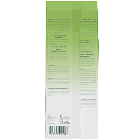 TropiClean hypoallergenic wipes back