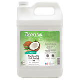 TropiClean Oatmeal & Tea Tree Medicated Itch Relief Shampoo for Pets, front view of 1 gal container