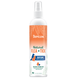 TropiClean Natural Flea + Tick Bite Relief Spray for Pets, front image of bottle