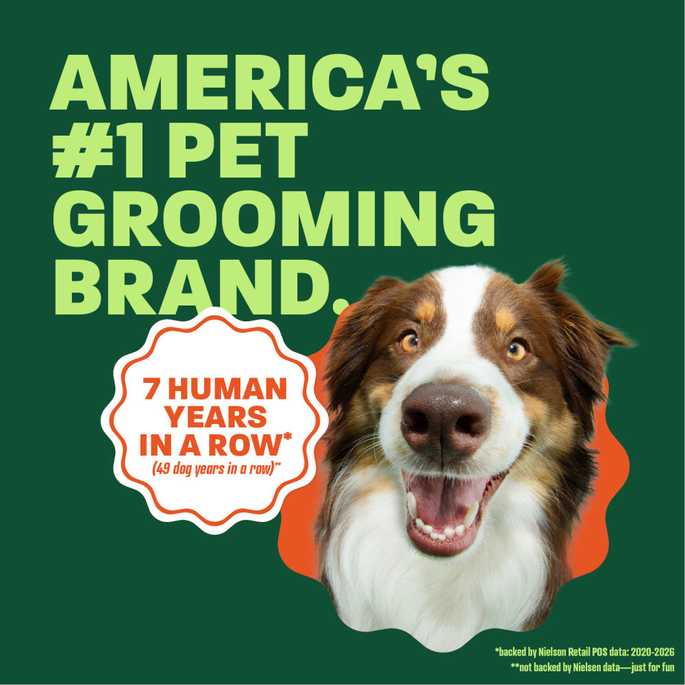 Aussie head popping out. Text, "Americans #1 Pet grooming brand".