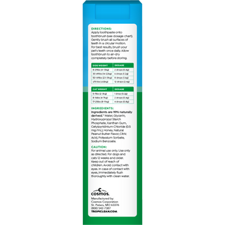 TropiClean Fresh Breath Peanut Butter Oral Care Kit for Dogs & Cats, back of package