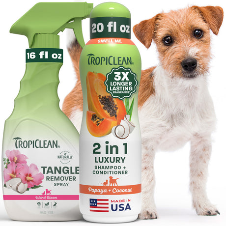 TropiClean tangle removed and papaya shampoo