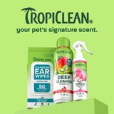TropiClean line up on light green background.