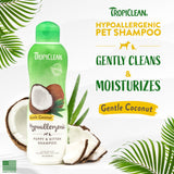 TropiClean Gentle Coconut Hypoallergenic Puppy and Kitten Shampoo bottle with coconut and aloe vera