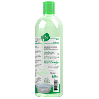 TropiClean Fresh Breath Oral Care Water Additive for Pets, back image of 33oz bottle