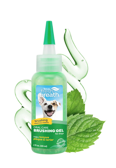 TropiClean Fresh Breath Dental & Oral Care Brushing Gel for Pets, image of front of bottle